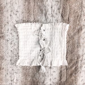 AE white smocked tube top